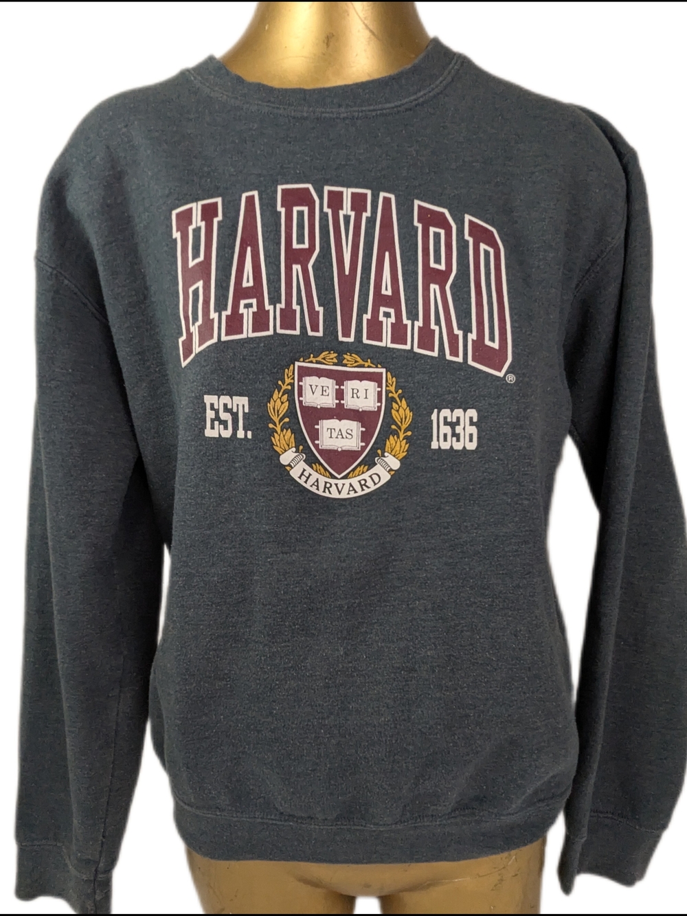 Harvard University Grey Sweatshirt With Maroon/White Graphics Medium